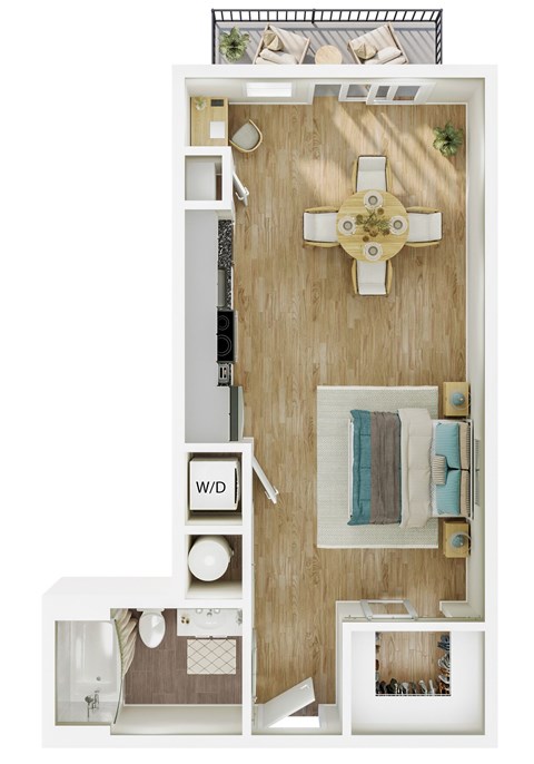 Floor plan for studio, 1 bath, 560 sqft